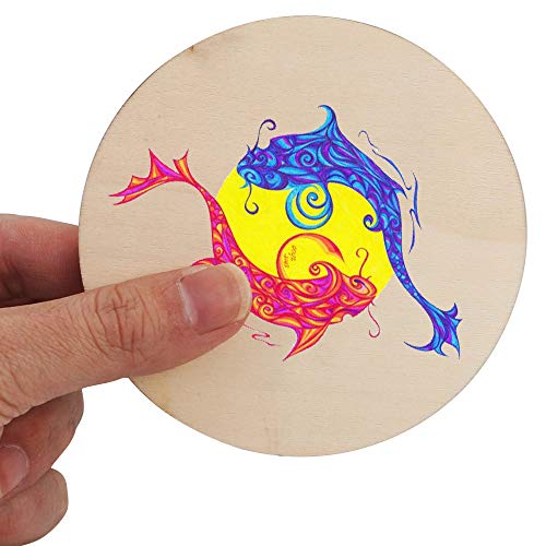 SKPPC 80 Pieces 4 Inch Unfinished Wood Circles Rounds Wooden Cutou...