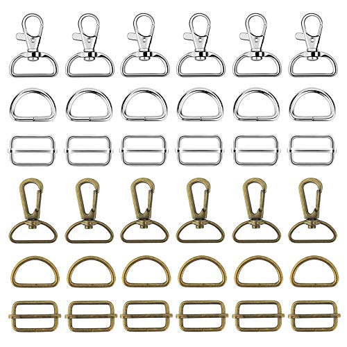 60Pcs Keychain Bulk with Key Chain Swivel Hook D Rings and Slide B...