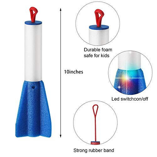 12 Pieces Slingshot Finger Rockets, Foam Rocket Launcher with LED ...