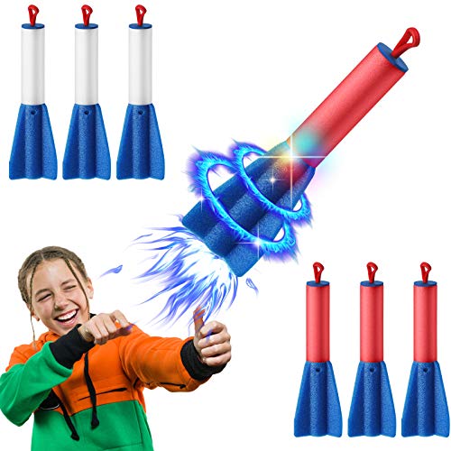 12 Pieces Slingshot Finger Rockets, Foam Rocket Launcher with LED ...