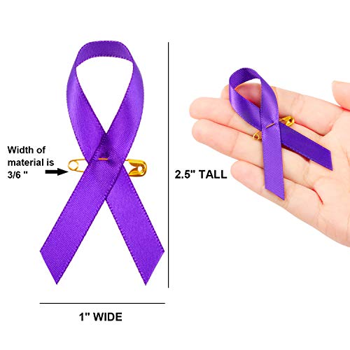 300 Pieces Purple Awareness Ribbon Pins Purple Ribbon Lapel Pins P...