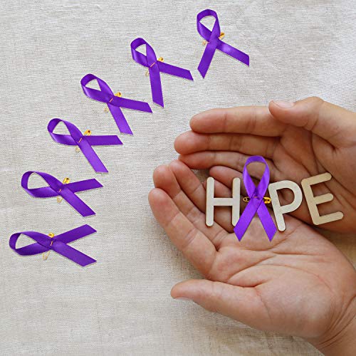 300 Pieces Purple Awareness Ribbon Pins Purple Ribbon Lapel Pins P...