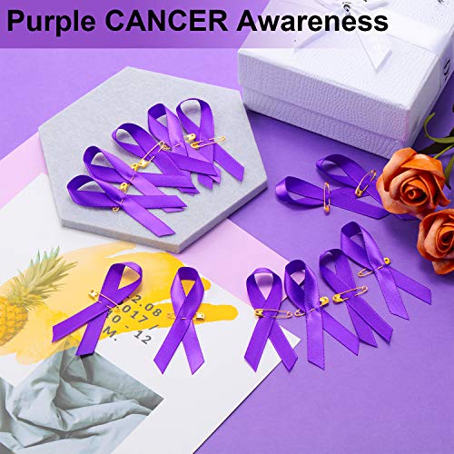 300 Pieces Purple Awareness Ribbon Pins Purple Ribbon Lapel Pins P...