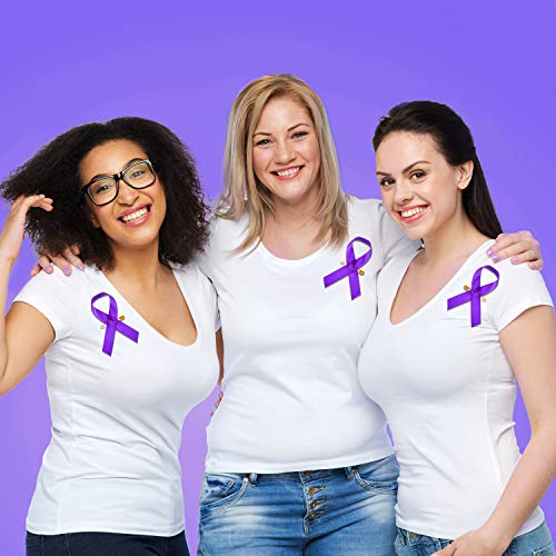 300 Pieces Purple Awareness Ribbon Pins Purple Ribbon Lapel Pins P...