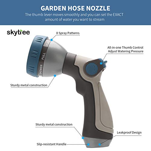 Skytree Hose Nozzle Garden, Metal Spray Nozzle High Pressure, 8 Pa...