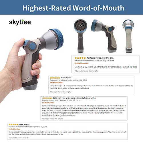 Skytree Hose Nozzle Garden, Metal Spray Nozzle High Pressure, 8 Pa...