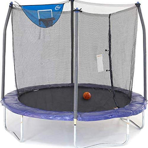 Skywalker Trampolines 8-Foot Jump N’ Dunk Trampoline with Safety E...