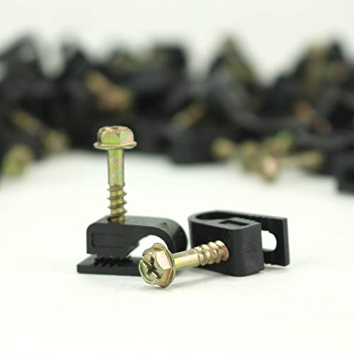 Single Flexible Cable Clips, Black, Pack of 100