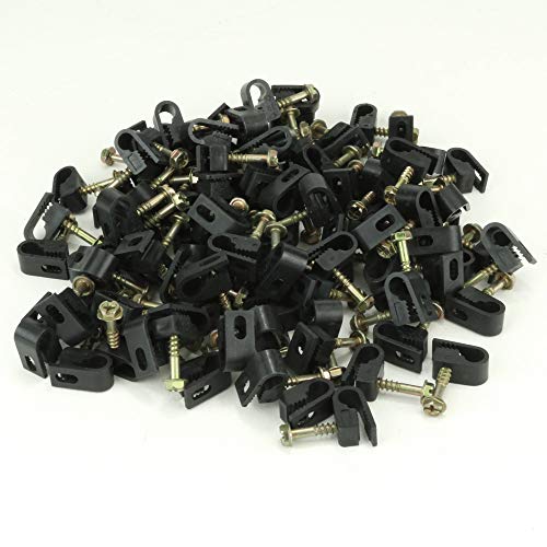 Single Flexible Cable Clips, Black, Pack of 100