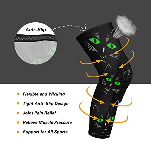 SLHFPX Knee Sleeve Black Cat Head Full Leg Brace Compression Long ...