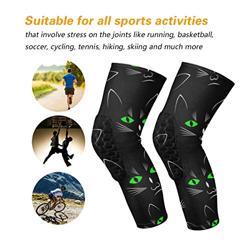 SLHFPX Knee Sleeve Black Cat Head Full Leg Brace Compression Long ...