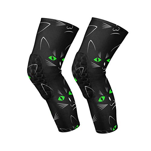 SLHFPX Knee Sleeve Black Cat Head Full Leg Brace Compression Long ...