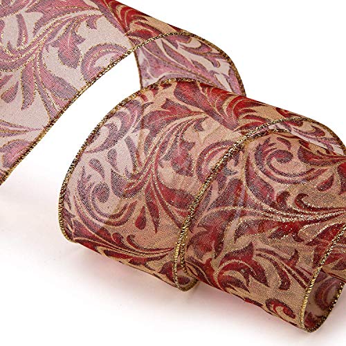 Slideep Wired Christmas Holiday Ribbon - 6 Rolls Assorted Fabric C...
