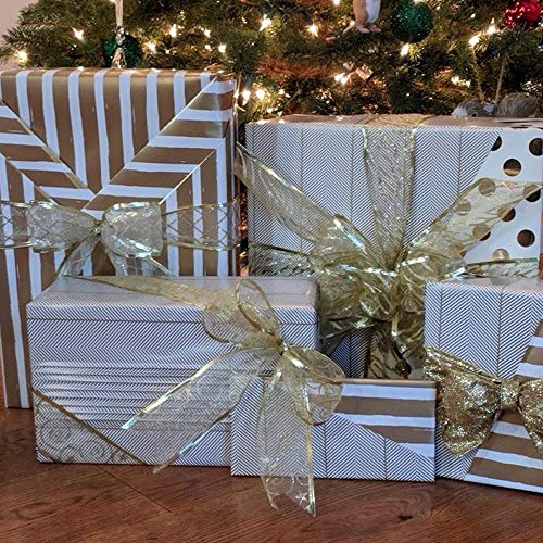 Slideep Wired Christmas Holiday Ribbon - 6 Rolls Assorted Fabric C...