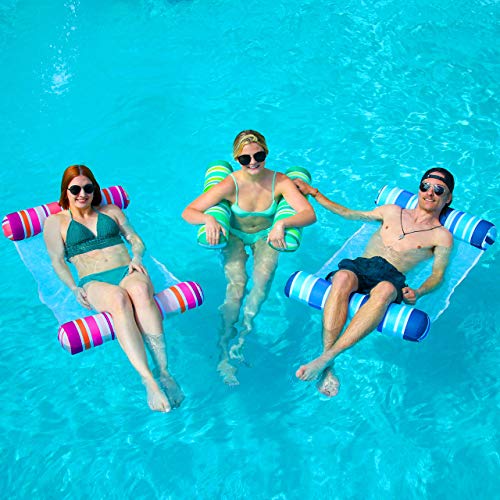 Sloosh 3 Pack Inflatable Pool Float Hammock, Water Hammock Lounges...