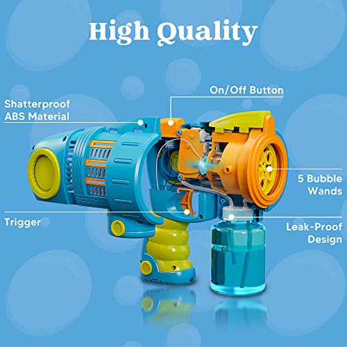 Sloosh Bubble Gun Machine with Bubble Refill Solution, 5000+ Bubbl...