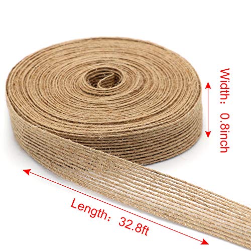 4 Rolls of Natural Burlap Fabric with Burlap Ribbon for Christmas ...