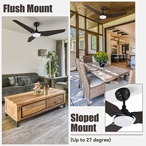 52 Inch Smart Ceiling Fan with Light, 3 Blade Low Profile Ceiling ...
