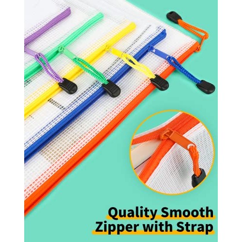 Smarpau 24pcs Mesh Zipper Pouch, 8 Sizes 8 Colors Plastic Zipper P...