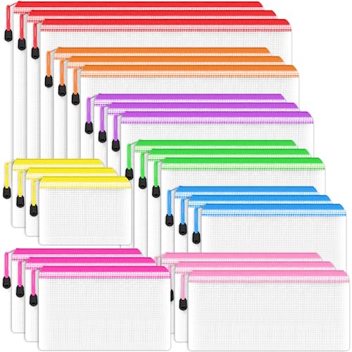 Smarpau 24pcs Mesh Zipper Pouch, 8 Sizes 8 Colors Plastic Zipper P...