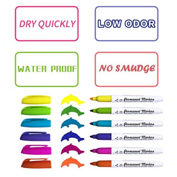 Permanent Marker, 30 Colors Fine Point Permanent Markers, Works We...