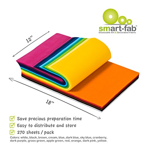Smart-Fab Disposable Fabric, 12 x 18 Sheets, Assorted, 270/Pack, P...