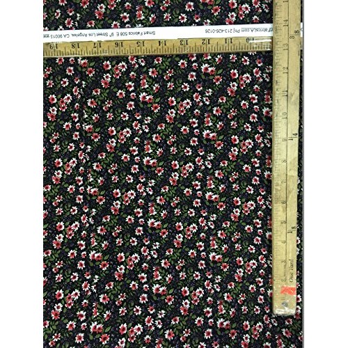 100% rayon challis.Tiny flowers. Hues of pink, Ivory, green, purpl...