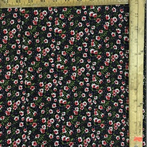 100% rayon challis.Tiny flowers. Hues of pink, Ivory, green, purpl...