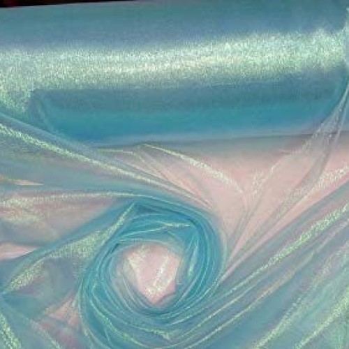Baby Blue Iridescent Sheer Crinkle Organza Fabric Sold by The Yard...