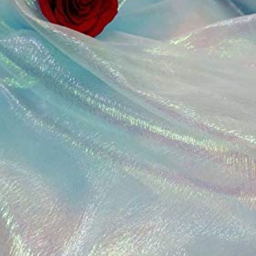 Baby Blue Iridescent Sheer Crinkle Organza Fabric Sold by The Yard...