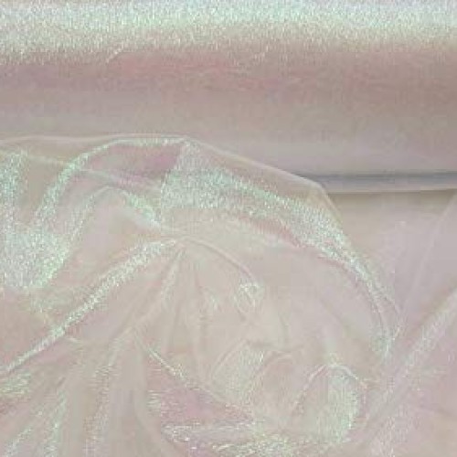 White Iridescent Sheer Crinkle Organza Fabric Sold by The Yard Par...