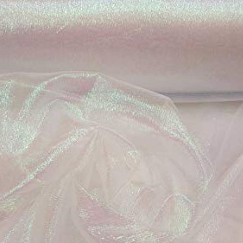 White Iridescent Sheer Crinkle Organza Fabric Sold by The Yard Par...