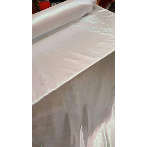 White Iridescent Sheer Crinkle Organza Fabric Sold by The Yard Par...