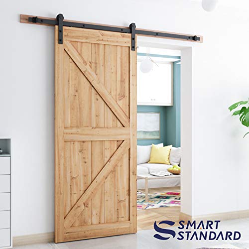 SMARTSTANDARD 6.6ft Heavy Duty Sturdy Sliding Barn Door Hardware K...