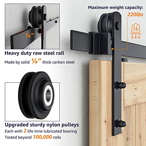 SMARTSTANDARD 6.6ft Heavy Duty Sturdy Sliding Barn Door Hardware K...