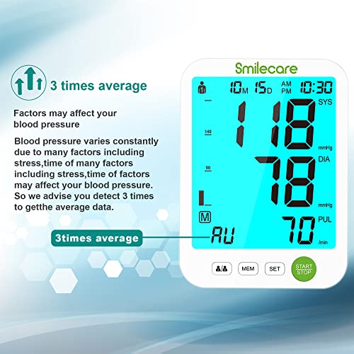 Blood Pressure Monitor Upper Arm, Smilecare Automatic Arm Blood Pr...