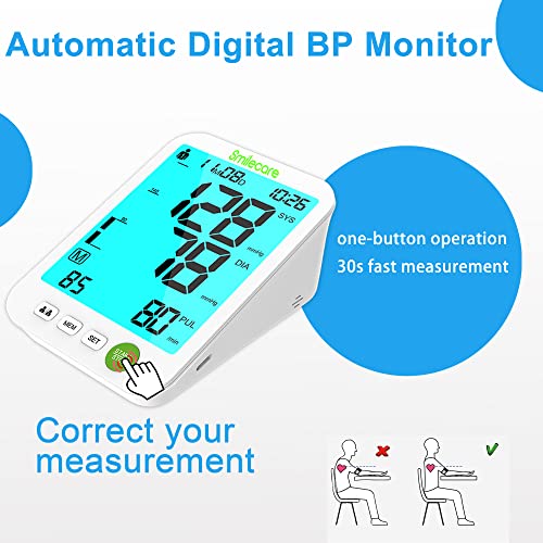 Blood Pressure Monitor Upper Arm, Smilecare Automatic Arm Blood Pr...