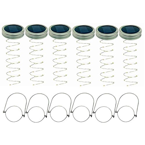 SmilingTown Mason Jar Lid Solar String Lights, Warm White 6 Pack 2...