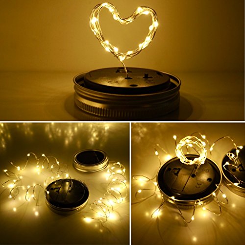 SmilingTown Mason Jar Lid Solar String Lights, Warm White 6 Pack 2...