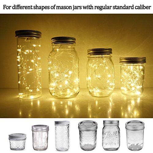 SmilingTown Mason Jar Lid Solar String Lights, Warm White 6 Pack 2...