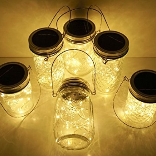 SmilingTown Mason Jar Lid Solar String Lights, Warm White 6 Pack 2...