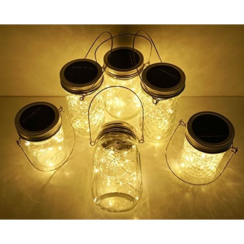 SmilingTown Mason Jar Lid Solar String Lights, Warm White 6 Pack 2...