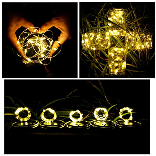 SmilingTown Solar Mason Jar String Light Lids, 12 Pack 30 LED Jar ...