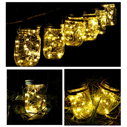 SmilingTown Solar Mason Jar String Light Lids, 12 Pack 30 LED Jar ...