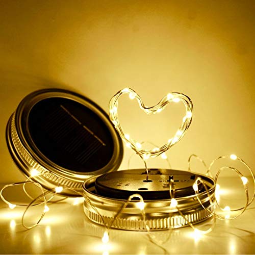 SmilingTown Solar Mason Jar String Light Lids, 12 Pack 30 LED Jar ...