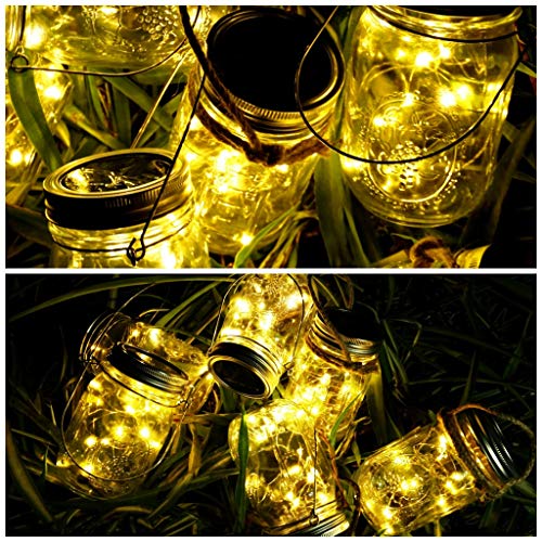 Solar Mason Jar String Light Lids, 10 Pack 20 LED Fairy Firefly St...