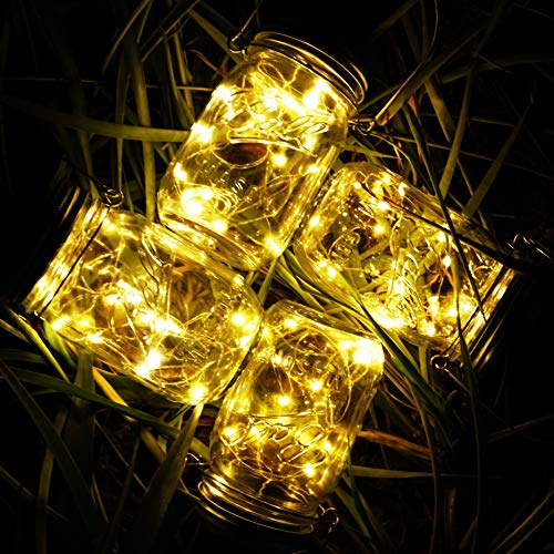 Solar Mason Jar String Light Lids, 10 Pack 20 LED Fairy Firefly St...