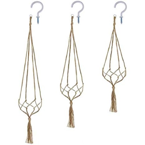 3 Pcs Plant Hanger with 3 Hooks, 3 Sizes Hanging Plant Baskets wit...