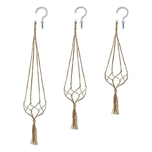 3 Pcs Plant Hanger with 3 Hooks, 3 Sizes Hanging Plant Baskets wit...