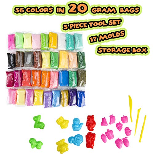 SMITCO Air Dry Clay for Kids - 36 Colors Modeling Clay in 0.70 Oun...